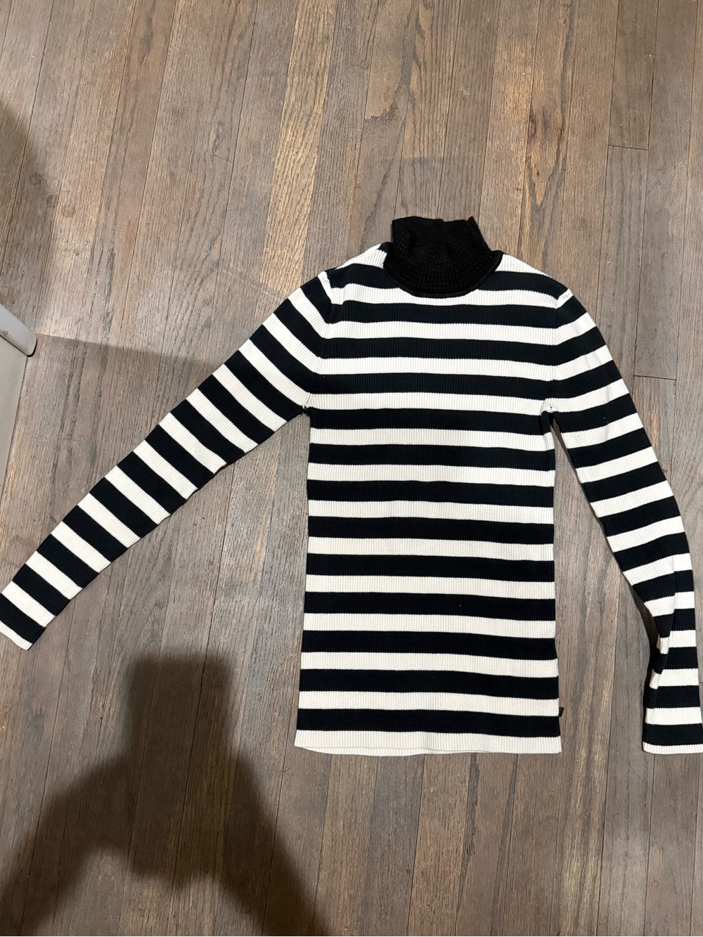 Scotch & Soda Black and White Striped Cowl Neck Sweater